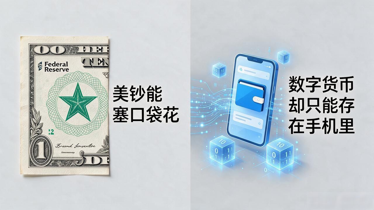 美钞能塞口袋花，数字货币却只能存在手机里，差别到底在哪
