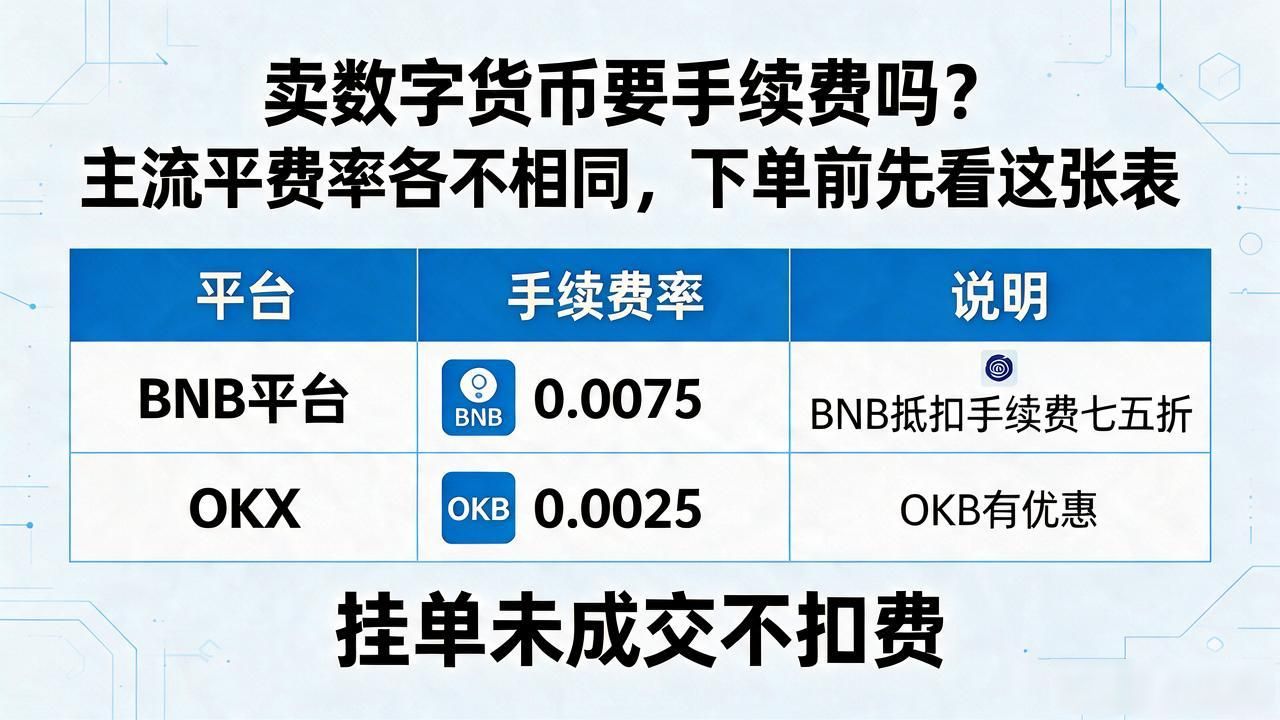 卖数字货币要手续费吗？主流平台费率各不相同，下单前先看这张表